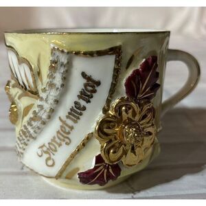 Antique Victorian Mug/Cup "‎ Forget Me Not" Porcelain Handpainted Made Germany